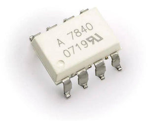 Hcpl 7840 Hcpl-7840 Isolated Amplifier For Current Sensing - an 8-pin white integrated circuit chip with "A 7840 0719" printed on the top surface, shown in a close-up angled view.