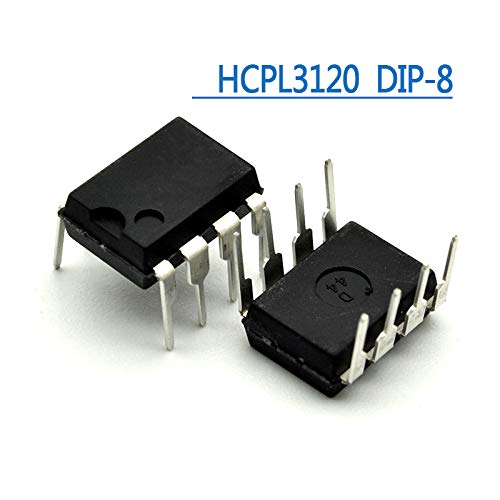 HCPL3120 DIP8 Hcpl-3120 DIP A3120 A 3120 DIP-8 - two black 8-pin integrated circuit chips with metallic pins, positioned on a white background.