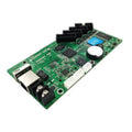 HD-D15 Asynchronous Full Color LED Display Control Card 4*HUB75 Data Interface RGB ,384x64 Pixels,small Size Screen Control Card - a green rectangular circuit board featuring four black HUB75 ports, an Ethernet port, and a battery.