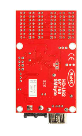 HD U62 LED Control Card With USB Port - a red rectangular circuit board featuring a USB port at the bottom and printed text including "HD-U62 64*768 8Mbyte".