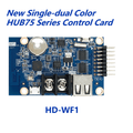 HD WF1 HUB75 Full Color LED Sign Control Card Text And Picture Display Control Card - a blue rectangular circuit board featuring a USB port, a screw terminal block, a micro-USB port, and a pin header.