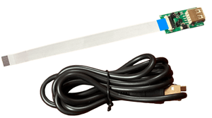 HDL662 Dwin-TFT LCD Touch Panel Accessories For 10 Pin And 8 Pin Interface Complete Set Without SD Card - a green circuit board with a USB port and flat ribbon cable, alongside a black USB cable.