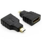HDMI Female To Micro HDMI Male Converter Adapter For Raspberry Pi 4 - two black adapters with a female HDMI port on one end and a male Micro HDMI connector.