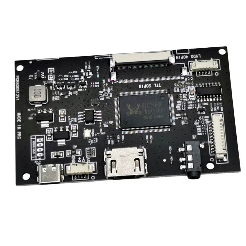 HDMI+audio LCD Driver Controller Board PCB Only For HJ101NA-02C - a black rectangular circuit board featuring an HDMI port, audio jack, and multiple connectors.