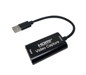 HDMI To USB 2.0 Converter HDMI Video Capture Card For Windows Android Macos - a black device with an HDMI input port and a USB connector attached by a short cable.
