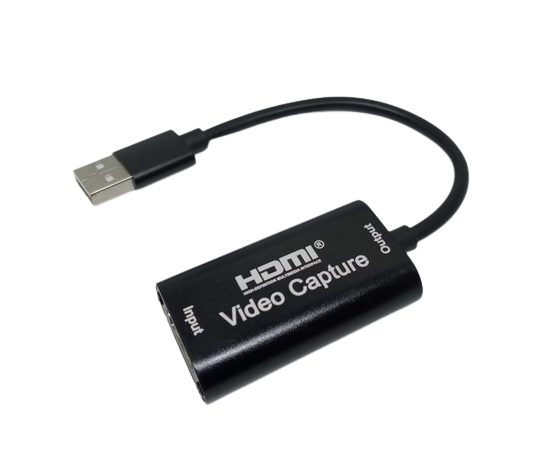 HDMI To USB 2.0 Converter HDMI Video Capture Card For Windows Android Macos - a black device with an HDMI input port and a USB connector attached by a short cable.