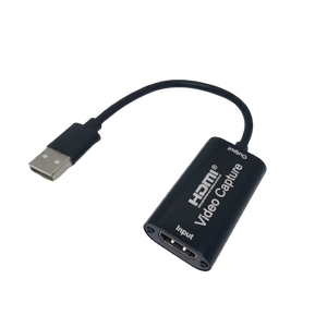HDMI To USB 2.0 Converter HDMI Video Capture Card For Windows Android Macos - a black rectangular body with an HDMI input port and a USB connector on a short cable.