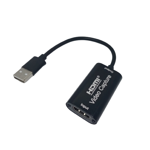 HDMI To USB 2.0 Converter HDMI Video Capture Card For Windows Android Macos - a black rectangular body with an HDMI input port and a USB connector on a short cable.