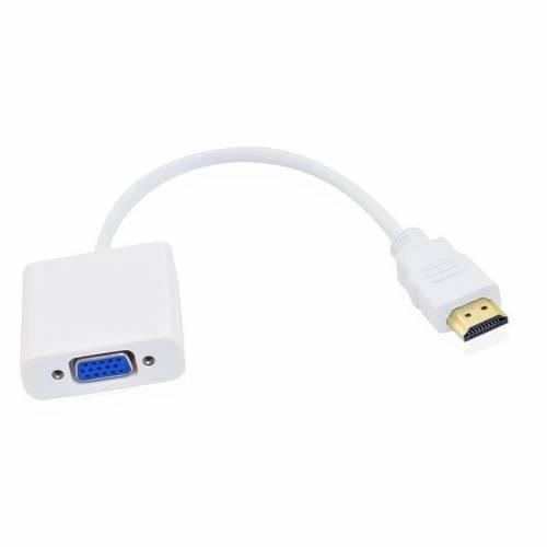 HDMI To VGA Video Adapter Cable Converter - a white adapter with a VGA female port on one end and an HDMI male connector on the other.