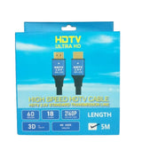 Hdtv Ulltra HD HDMI Cable 2.0V 2k 4k - High-speed HDMI Cable For Ultra HD Devices - the cable connectors and technical specifications including 18 Gbps and 5M length.