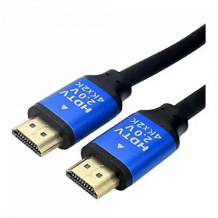 Hdtv Ulltra HD HDMI Cable 2.0V 2k 4k - High-speed HDMI Cable For Ultra HD Devices - two black HDMI cable connectors with blue metal housings labeled "HDTV 2.0V 4Kx2K".
