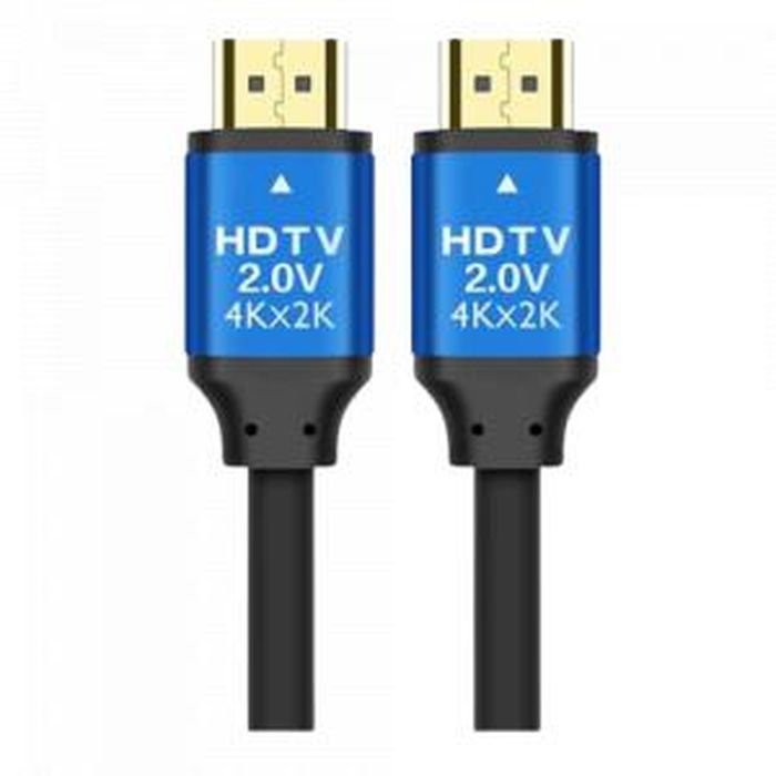 Hdtv Ulltra HD HDMI Cable 2.0V 2k 4k - High-speed HDMI Cable For Ultra HD Devices - two black HDMI cable connectors with blue metallic housings labeled "HDTV 2.0V 4Kx2K" and gold-plated tips.