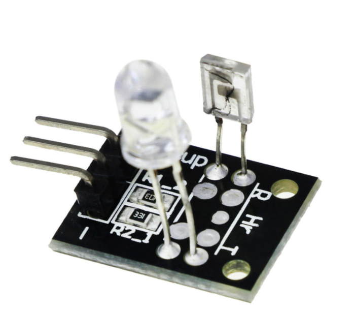 Heart Beat Detector Module Ky 039 Heart Rate Sensor - a black circuit board with a white LED, a light sensor, and a three-pin connector.
