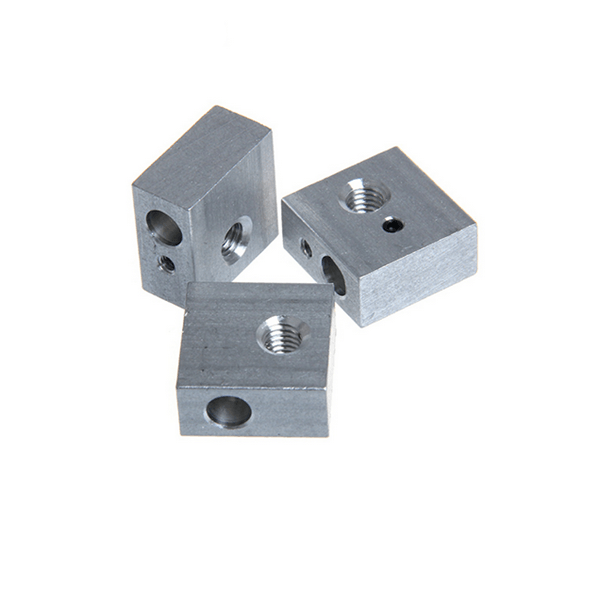 Heater Block 3d Printer Heat Block For 3d Printer - three small, rectangular, silver-colored metal blocks with threaded holes and circular ports.