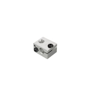 Heater Block 3d Printer Heat Block For 3d Printer - a silver metal rectangular block featuring a central circular hole, a threaded port, and two black screws.