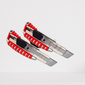 Heavy Duty Knife 24mm Alloy Steel Blade Cutter - two identical red and silver utility knives with black sliding blade locks.