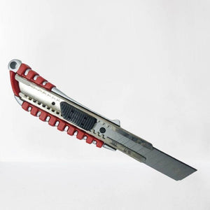Heavy Duty Knife 24mm Alloy Steel Blade Cutter - a red plastic handle with a black sliding lock mechanism and an extended metal blade.