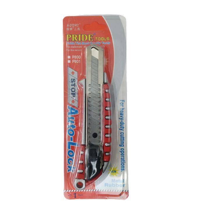 Heavy Duty Knife 24mm Alloy Steel Blade Cutter - in its original red and white retail blister packaging with an auto-lock mechanism visible.