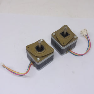 High-precision Stepper Motor NEMA17 5 To 24V DC For Precise Positioning Applications - with brass-coloured mounting plates, silver shafts, and multi-coloured wires.