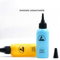 High Quality 100 ML Empty ESD Safe Rosin Solder Flux Dispenser Bottle Price - one upright blue bottle, one yellow bottle lying down, and a needle tip.