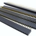 High-quality 2.54mm Pitch 40 Pin Right Angle Female Header (90 Degrees) - Digilog.pk - a collection of multiple black plastic 40-pin female headers with gold-plated pins.