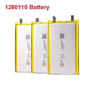 High Quality 3.7V 10000mAh 1260110 Polymer Lithium Ion Li-ion Rechargeable Battery For Toy Power Bank GPS Table E-book Batteries - three rectangular silver lithium-ion batteries with yellow edges and printed labels showing 3.7V, 10000mAh, and 37Wh specifications.