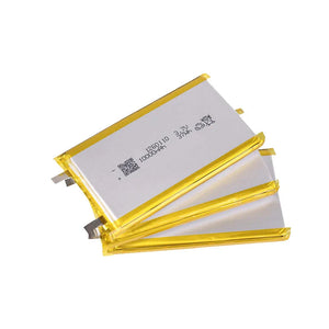 High Quality 3.7V 10000mAh 1260110 Polymer Lithium Ion Li-ion Rechargeable Battery For Toy Power Bank GPS Table E-book Batteries - three rectangular silver cells with yellow taped edges and two protruding metal contact tabs.