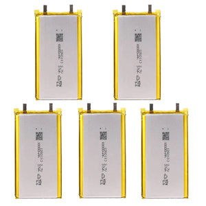High Quality 3.7V 10000mAh 1260110 Polymer Lithium Ion Li-ion Rechargeable Battery For Toy Power Bank GPS Table E-book Batteries - five rectangular silver and yellow cells with two black metal tabs at the top, arranged in a grid.