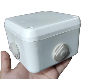 High Quality ABS Plastic Junction Box Universal Electrical Project Enclosure 100x100x65mm - shown as a white, square plastic box held in a hand.