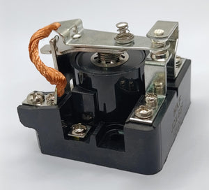 High Quality Low Price Industrial Large 12V DC 80A Power Relay - a black plastic base with metal terminals, a central coil, and a spring mechanism.