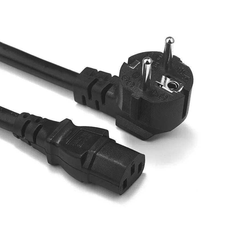 High Quality Power Cable Cord For Pc Desktop - a black power cord with a Schuko plug on one end and a C13 connector on the other.