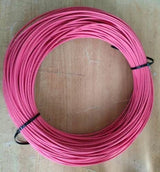 High quality Red wire 1 meter - shown as a coiled length of red electrical wire secured by two black cable ties on a wooden surface.