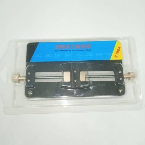 High Temperature PCB Board Holder Maintenance Repair Fixture Stand For Mobile Phone SMT Soldering Iron - shown in its clear plastic retail packaging with a black base and two adjustable knobs.