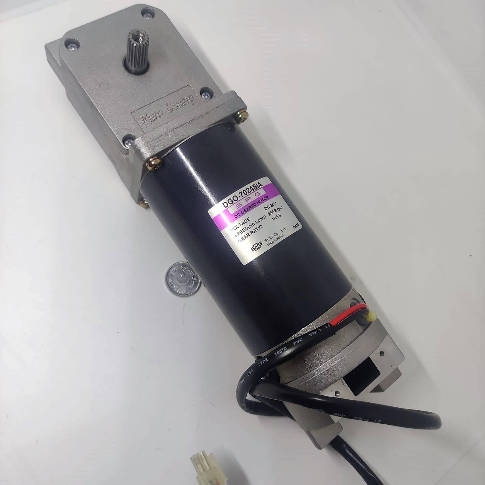 High Torque Gear Motor For Electric Bicycle Electric Cycle Electric Bike Price - a black cylindrical DC motor with a silver metal gearbox, a splined output shaft, and attached power cables.