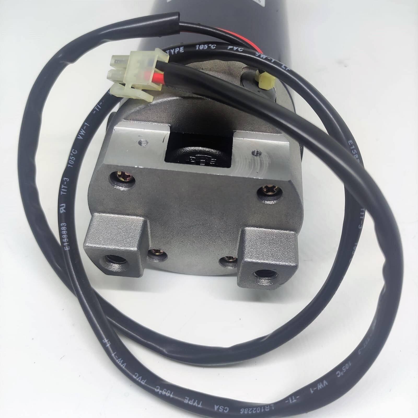 High Torque Gear Motor For Electric Bicycle Electric Cycle Electric Bike Price - a close-up of the metal motor housing, mounting points, and an attached black cable with a connector.