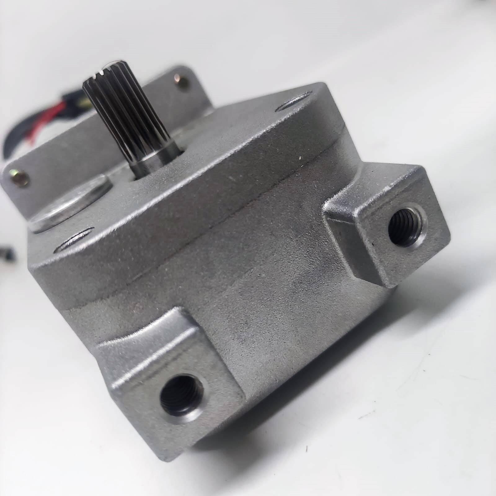 High Torque Gear Motor For Electric Bicycle Electric Cycle Electric Bike Price - a metallic gray gear motor with a splined shaft and two threaded mounting holes.