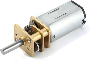 High torque N30 gear motor 5V 135RPM 3V 80RPM 12V 320RPM for robot chassis car - a silver metal motor attached to a brass-colored gearbox with an exposed gear train and a protruding drive shaft.