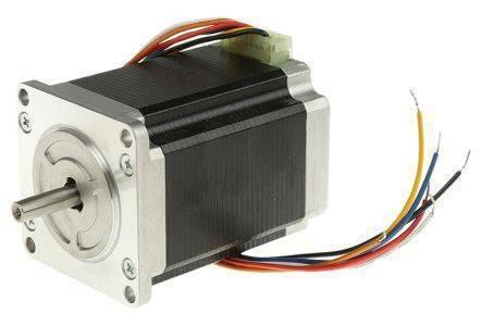 High Torque NEMA 23 Stepper Motor 2.7A 1.8 Degrees NEMA23 For CNC 3d Printers Stock Lot - a black and silver square-bodied motor with a metal shaft and a multi-colored wire harness with a white connector.