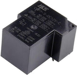 Hke T90 12V DC 20A PCB Relay - a black rectangular electronic relay component with technical specifications printed on its top surface.