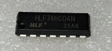 HLF74HC04N Hex Inverter IC DIP-14 - a black, rectangular 14-pin integrated circuit with the text "HLF74HC04N" and "25A8" printed on its top surface.