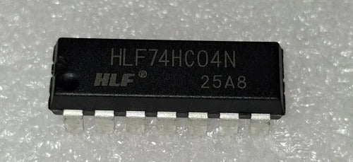 HLF74HC04N Hex Inverter IC DIP-14 - a black, rectangular 14-pin integrated circuit with the text "HLF74HC04N" and "25A8" printed on its top surface.