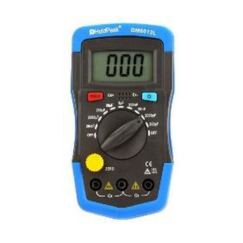HoldPeak DM6013L Digital Capacitance Meter - blue and black HoldPeak DM6013L meter with capacitance range dial
