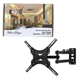 Home Design LCD Wall Mount Bracket For 14-55 Inch TVS Universal Plasma LED Tilt Bracket Hdl 117B 2 Black - shown as a black metal arm assembly with its branded product packaging box above it.