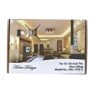 Home Design LCD Wall Mount Bracket For 14-55 Inch TVS Universal Plasma LED Tilt Bracket Hdl 117B 2 Black - shown as a product box featuring an image of the black wall mount and a living room interior.