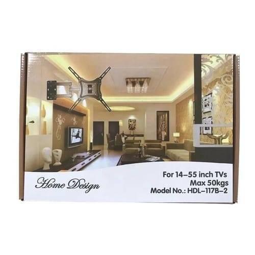 Home Design LCD Wall Mount Bracket For 14-55 Inch TVS Universal Plasma LED Tilt Bracket Hdl 117B 2 Black - shown as a product box featuring an image of the black wall mount and a living room interior.