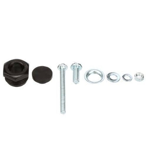 Honeywell Adjustable Roller Rotary Lever Limit Switch Szl-wlc-b - shown as a flat-lay of its included mounting hardware, bolts, washers, and a black cap.