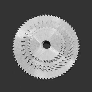 Hss Circular Saw Blade Set For Metal & Dremel Rotary Tools - a stack of six silver-coloured circular saw blades with serrated edges.
