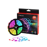 HT-5050-B3 Bluetooth V4.2 RGB LED Strip with App Control - a coiled RGB light strip, a loose length of the strip, and its branded product packaging box.