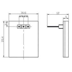Httm Capacitive Touch Switch Button Module - the top and side views with technical measurements in millimeters.