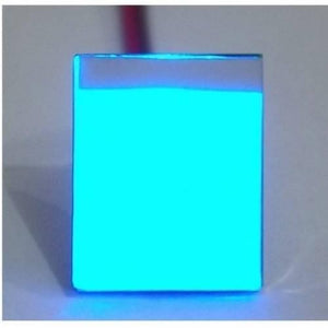 Httm Capacitive Touch Switch Button Module - a rectangular surface glowing with a bright cyan light and a red wire extending from the top.